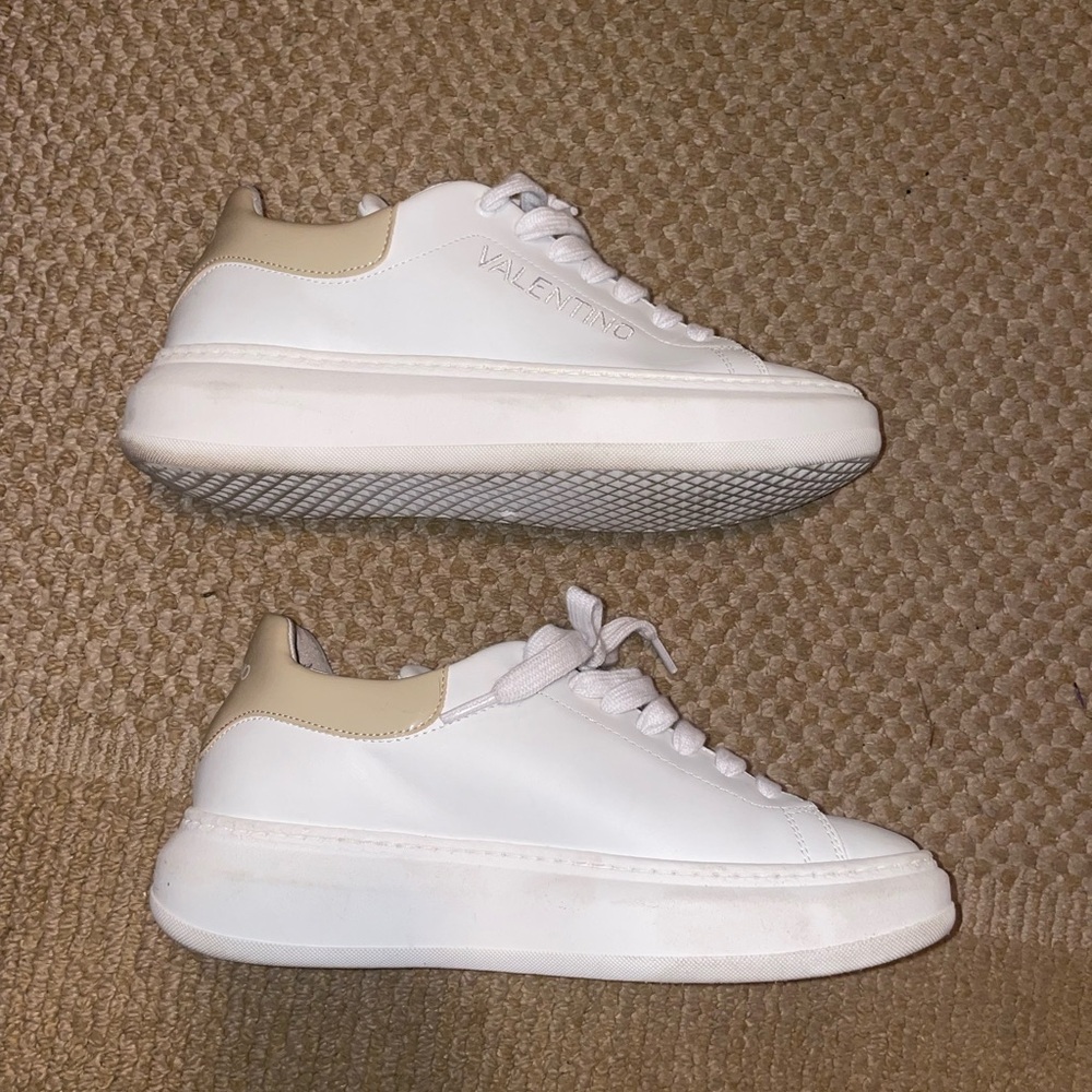 Valentino Women's White and Tan Sneakers